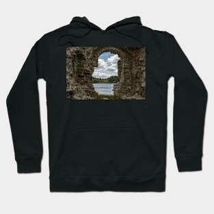 River and clouds through ruins of Koknese Castle Hoodie